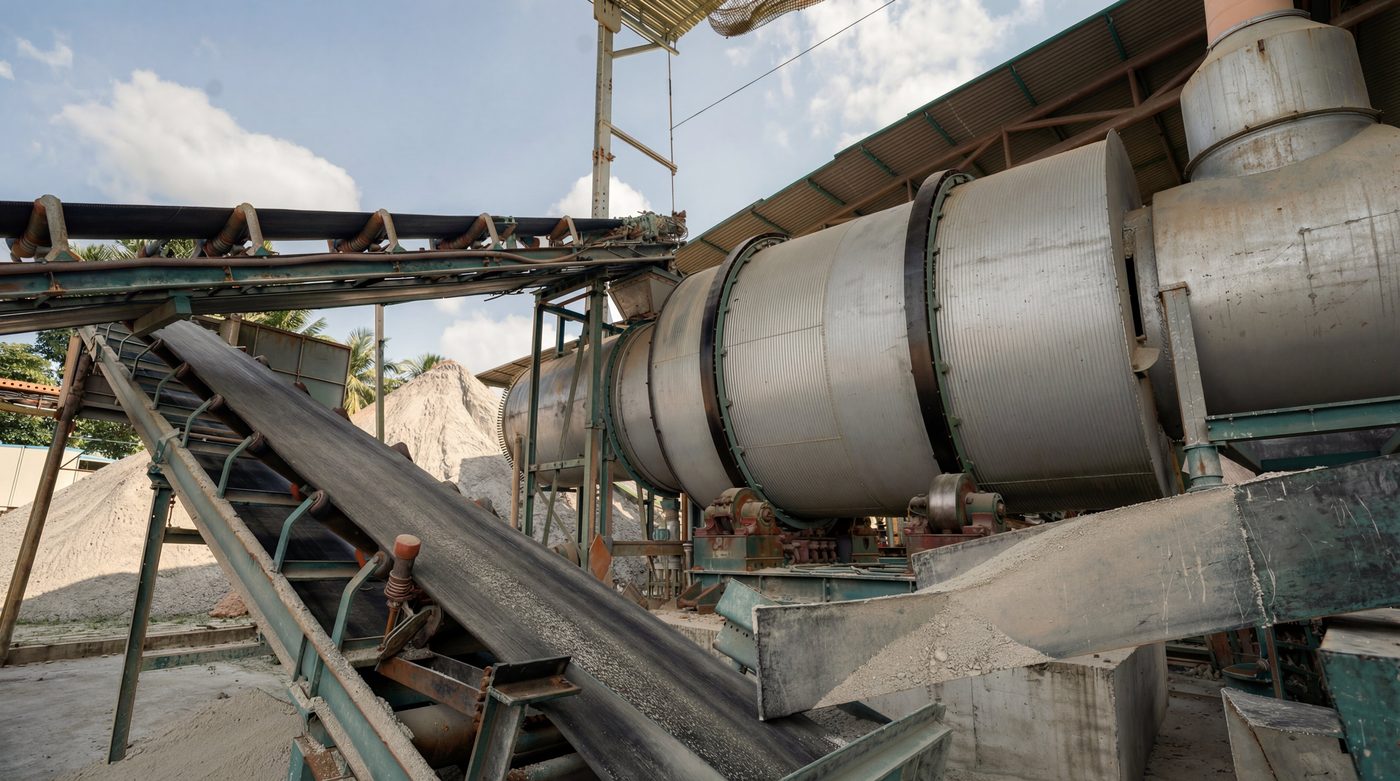 Silica sand rotary dryer at Serasi Hijau processing plant Bestari Jaya Selangor